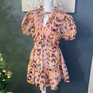 Ladies Buddy Love Pink Butterfly Dress small